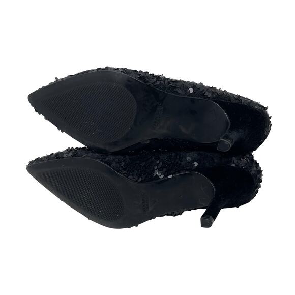 NWT Zara Sequin Velvet Fabric Ankle Boots - Black - Size 37 - Picture 8 of 9